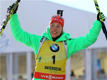 Laura Dahlmeier geht als Schlussläuferin ins Staffelrennen. Foto: Andrea Solero