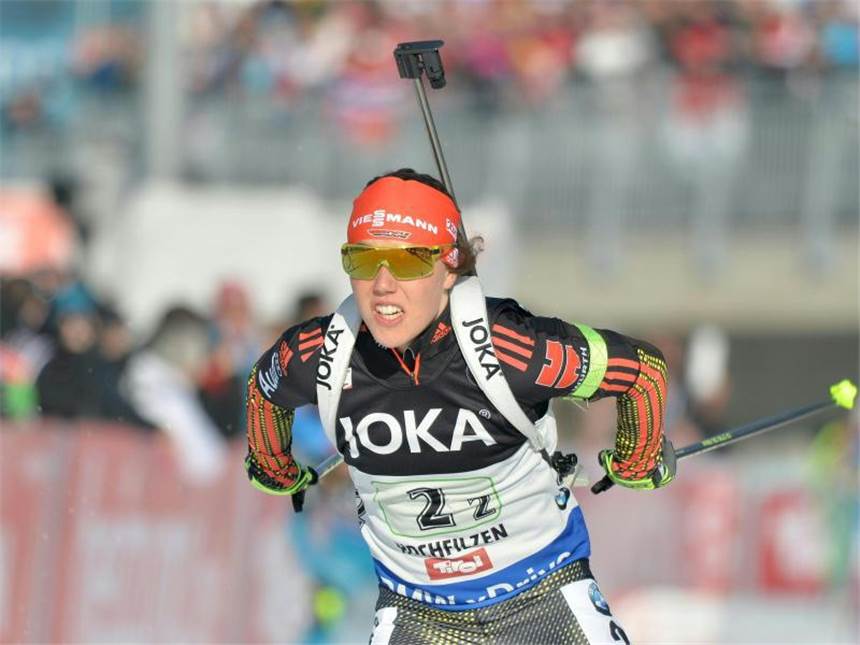 Deutsche Mixed-Staffel gewinnt Gold bei Biathlon-WM Laura Dahlmeier in Aktion. Foto: Barbara Gindl