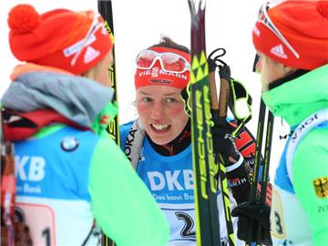 Laura Dahlmeier kam mit Verspätung an. Foto: Karl-Josef Hildenbrand