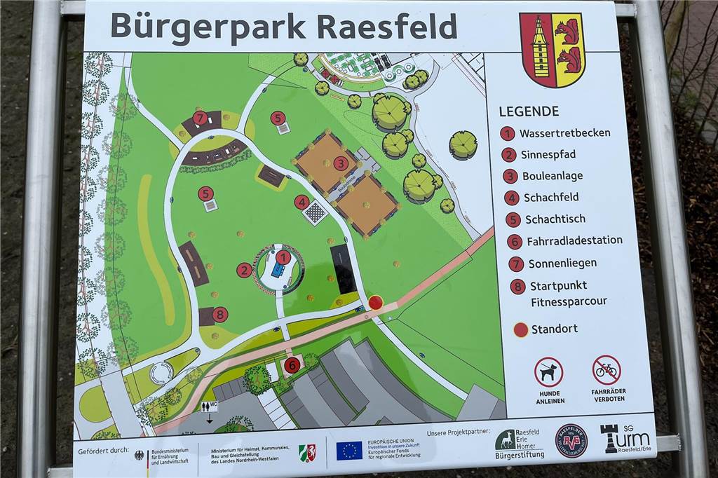 Neuer Bürgerpark in Raesfeld eröffnet: „War die richtige Entscheidung“ Legende des neuen Bürgerparks in Raesfeld.