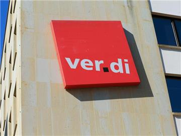 Logo der Gewerkschaft "Verdi" in Magdeburg. Foto: Jens Wolf
