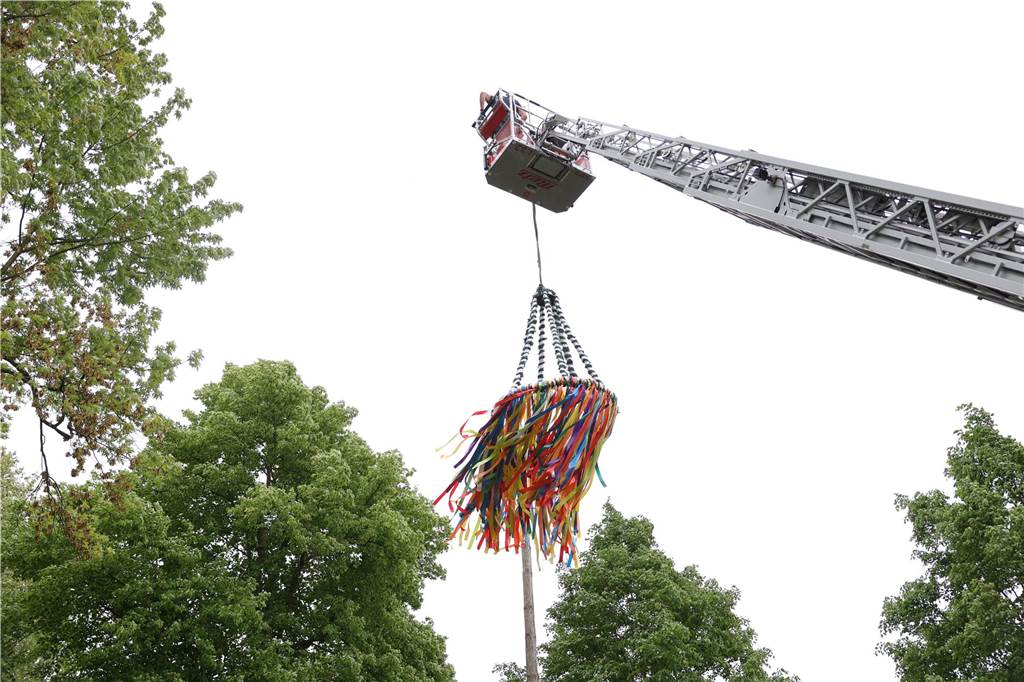 Maikranz 2025: Unter Beteiligung der Feuerwehr Bork stellte die Bürgerschützengilde St. Stephanus Bork den Maibaum am Alten Festplatz auf. Dazu gab es Musik vom Spielmannszug. Die 3. Kompanie sorgte für das leibliche Wohl.