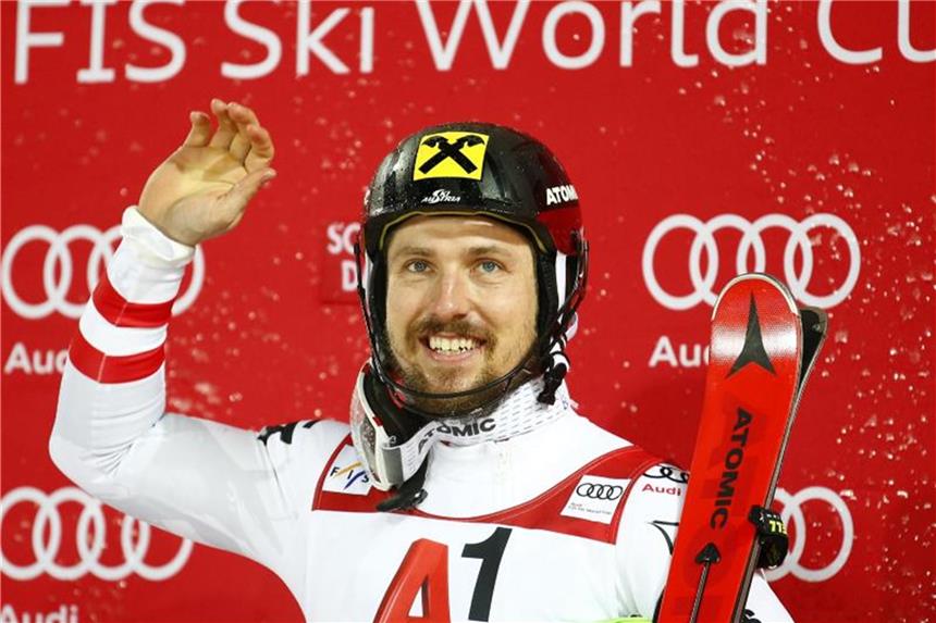 Österreicher Hirscher bastelt an eigener Ski-Legende Marcel Hirscher stellte in Schladming mit seinem 54. Weltcup-Sieg den Rekord von Hermann Maier ein. Foto: Erwin Scheriau