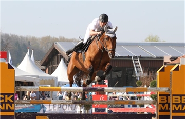 Marcel Neugebauer vom RV Hellefeld ritt mit Arwen die schnellste Zeit bei der Springprüfung der Klasse M in 48,03 Sekunden. Er holte Platz eins der ersten Abteilung.