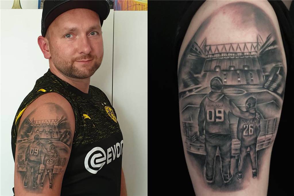 Dortmunder zeigen ihre BVB-Tattoos und verraten ihre Geschichten Marcel Teichmann aus Witten wollte ein Tattoo mit einer besonderen Bedeutung.