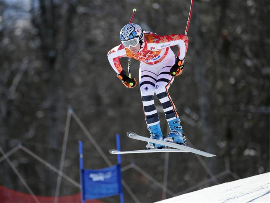 Höfl-Riesch Sechste im ersten Abfahrts-Training Maria Höfl-Riesch bei ihrer ersten Trainingsfahrt in Sotschi. Foto: Michael Kappeler