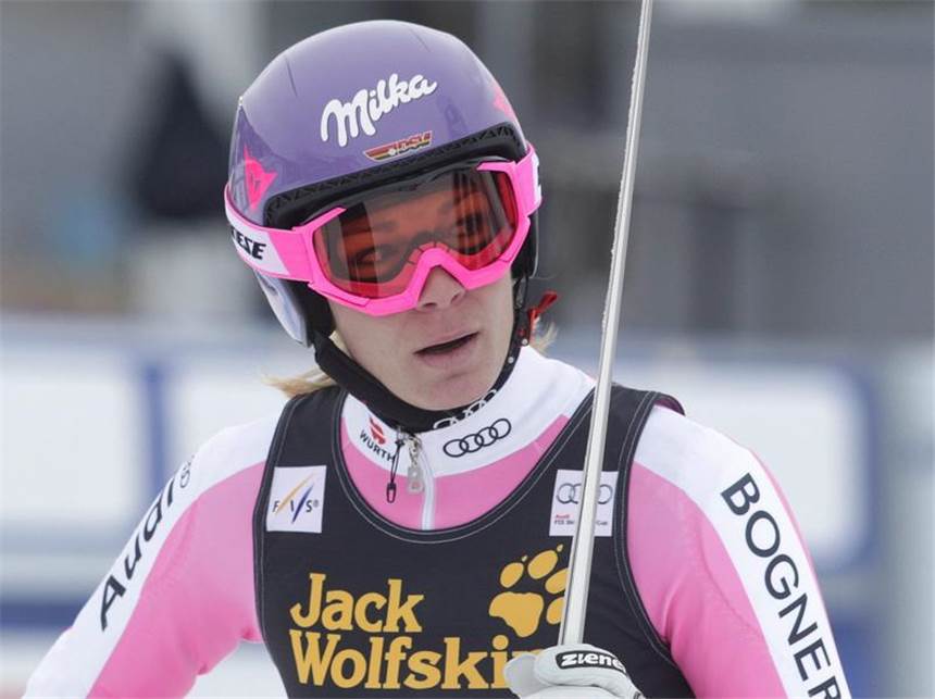Höfl-Riesch freut sich als Fünfte «total» für Vonn Maria Höfl-Riesch ist im Super-G nicht unter die besten Drei gefahren. Foto: Arno Balzarini