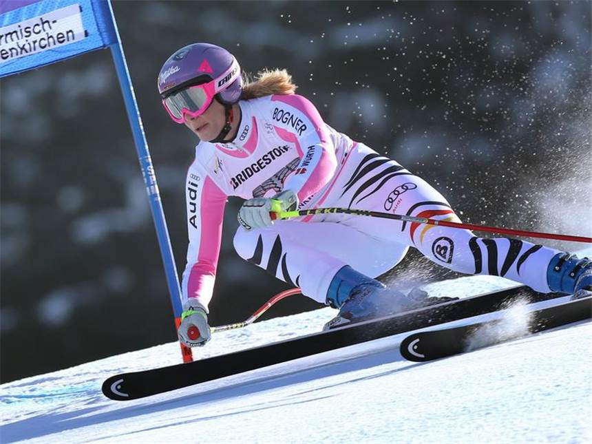 Höfl-Riesch Zweite bei Super-G auf der Kandahar Maria Höfl-Riesch verpasste ihren 25. Weltcup-Sieg ihrer Karriere. Foto: Karl-Josef Hildenbrand