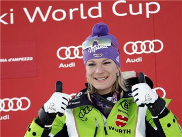 Maria Höfl-Riesch war mit ihren Leistungen in Cortina d'Ampezzo zufrieden. Foto: Andrea Solero