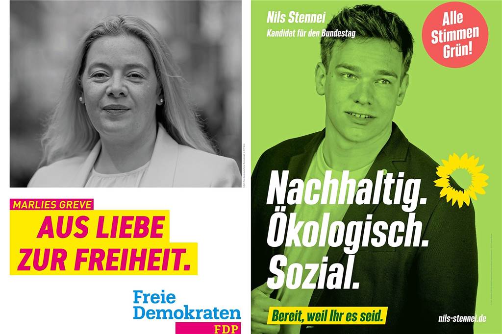 Der große Wahlplakate-Check zur Bundestagswahl Marlies Greve (l.) und Nils Stennei