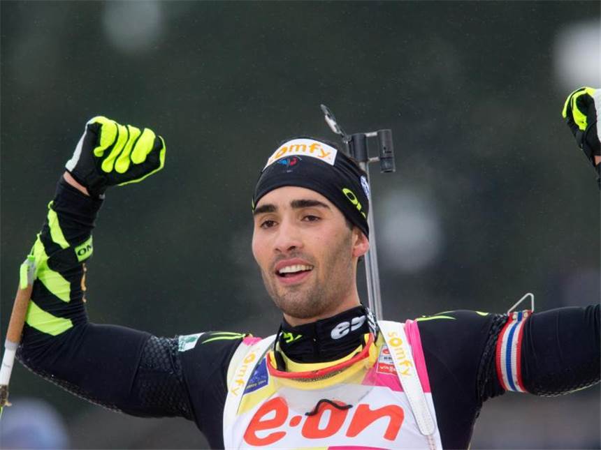 Fourcade gewinnt Massenstart Martin Fourcade war läuferisch zu stark für die Konkurrenz. Foto: Kay Nietfeld