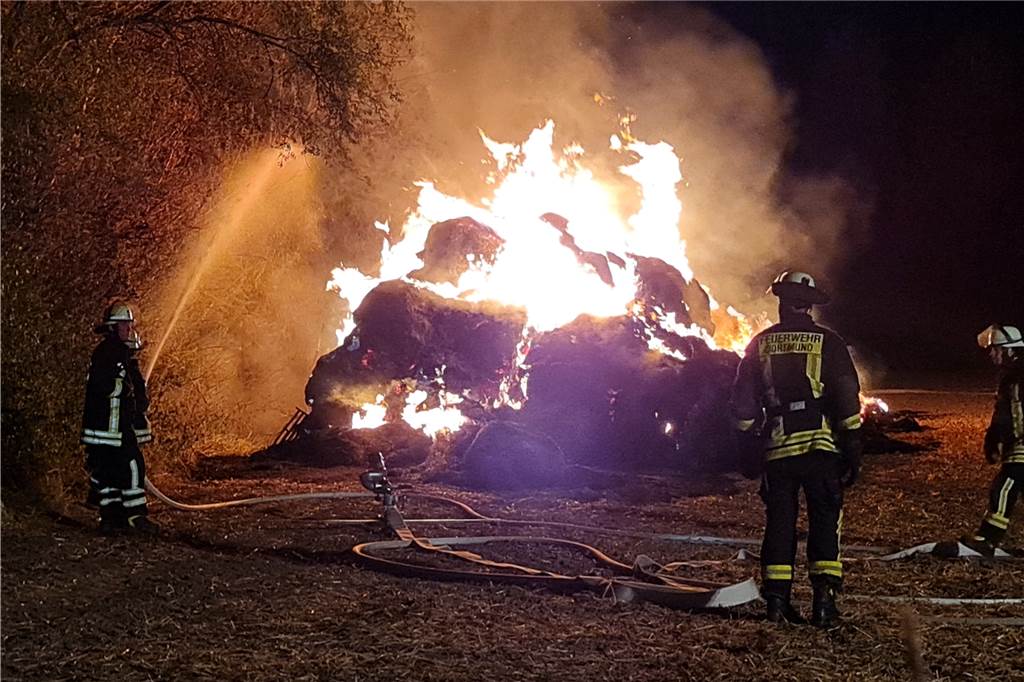 Die längsten Einsätze der Dortmunder Feuerwehr seit 2020 Mehrere gelagerte Strohballen brannten in voller Ausdehnung.