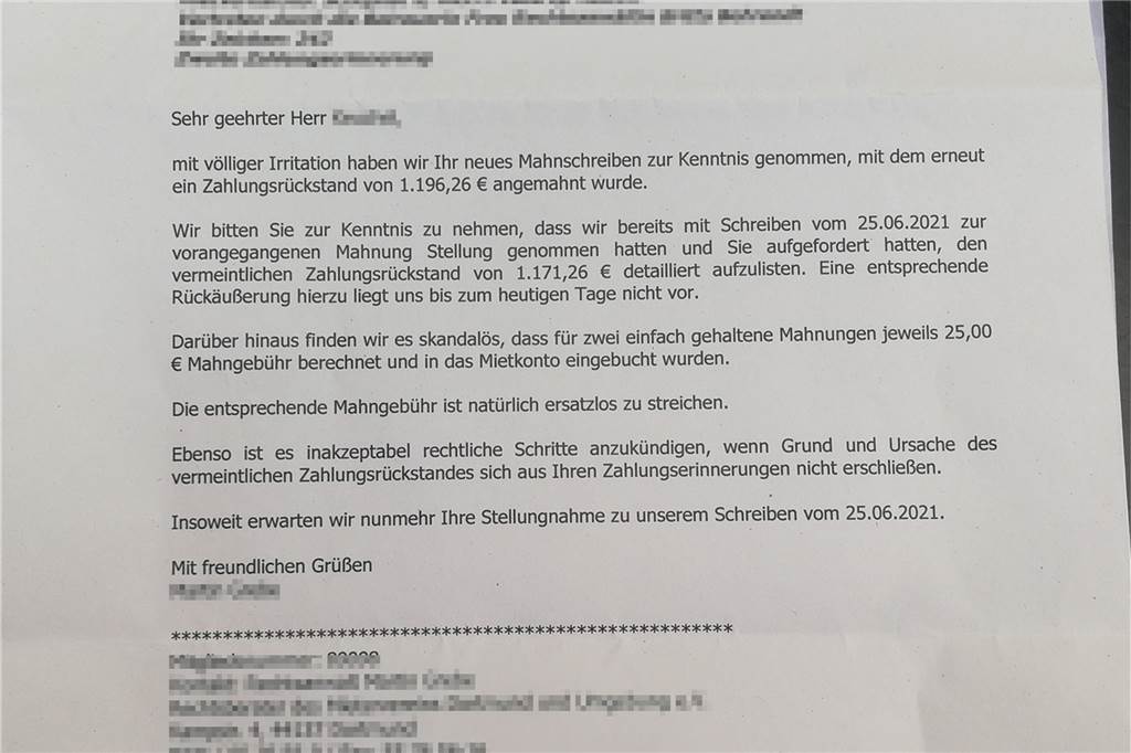 Castrop-Rauxeler Mieterin klagt über Vermieter Belvona: Wie bei Altro Mondo Mehrfach hat der Mieterverein Dortmund und Umgebung von Belvona eine Erklärung zu den verschickten Mahnungen angefordert.
