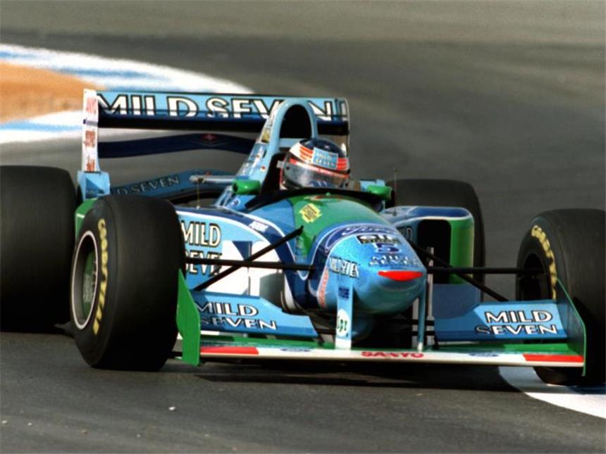 Schumacher-Sohn fährt Ehrenrunde im 94er Weltmeister-Auto Michael Schumacher holte 1994 im Benetton-Ford B 194-5 seinen ersten Weltmeistertitel. Foto: Harry Melchert