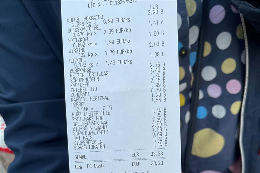 Trotz Inflation günstig, aber gesund einkaufen? Ute Becker zeigt‘s Ute Becker hält einen Einkaufszettel in der Hand.