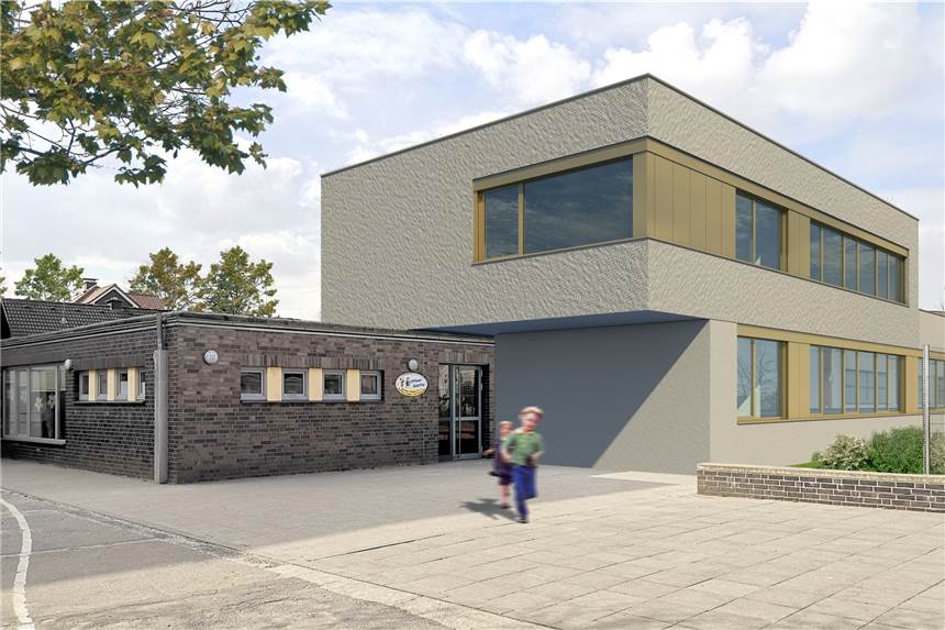 Bauarbeiten zum OGS-Anbau der Lüner Gottfriedschule haben begonnen Mit dem Anbau soll es in der OGS der Gottfriedschule/Matthias-Claudius-Schule statt für 75 Kinder Platz für 175 Kinder geben.