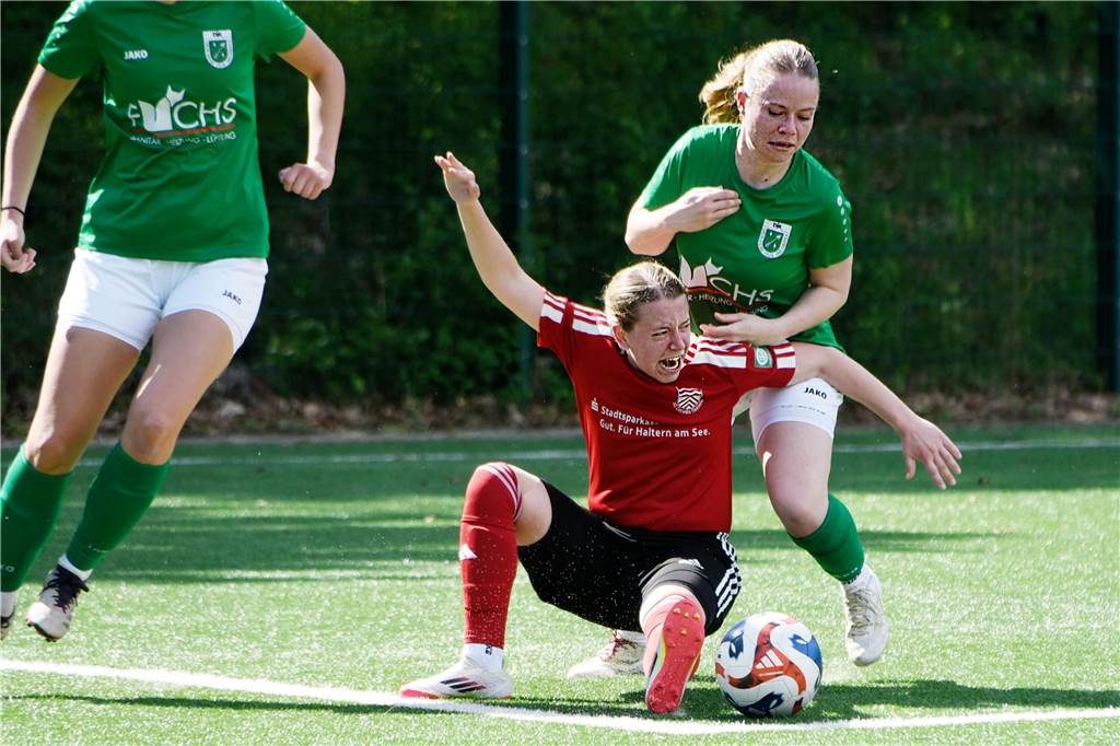 Mit der allerletzten Aktion kassierten die Westfalenliga-Frauen von Concordia Flaesheim gegen die DJK GW Amelsbüren noch das 1:2, nachdem sie zuvor schon lange Zeit in Unterzahl hatten spielen müssen.