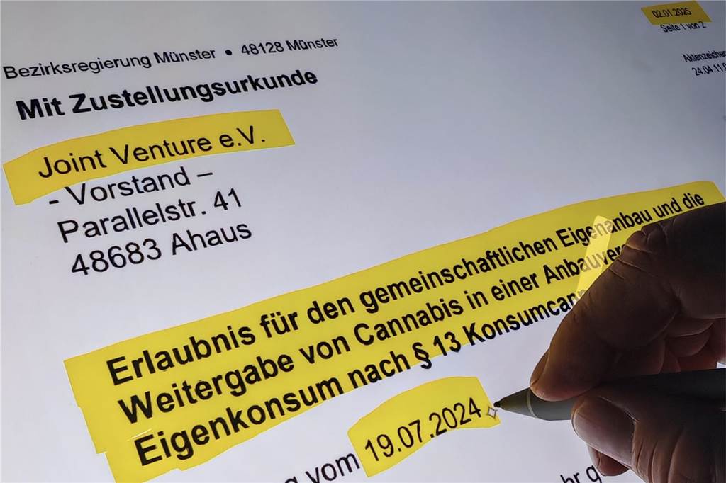 Bezirksregierung erteilt Genehmigung: Ahauser Verein darf Cannabis anbauen Screenshot der Genehmigung