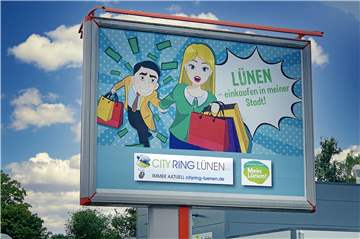 Mit diesem Plakat warb der City-Ring Lünen für das Einkaufen in Lünen. Für einige Menschen ist das Motiv sexistisch - andere sehen einen gelungenen Gag.