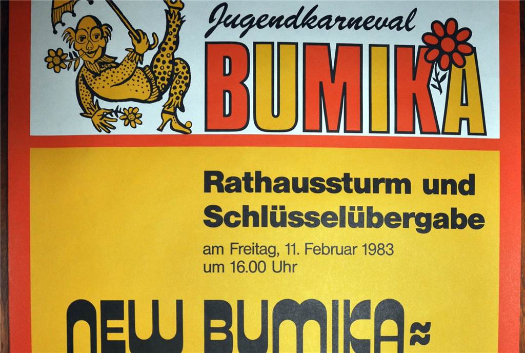 Böse Buben und BuMika: Was der Lüner Karneval einmal war - und was er noch ist Mit diesem Plakat wurden die jungen Narren 1983 zum Rathaussturm und zum Festival in der Rundturnhalle eingeladen.