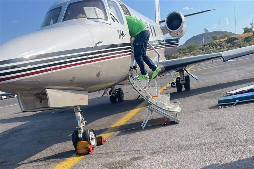 Mit diesem Rettungsflieger wurde Theo vor zwei Wochen von Kreta zum Flughafen Münster-Osnabrück geflogen. Möglich hatte das eine Spendenaktion von „Lüner helfen Lünern“ gemacht.