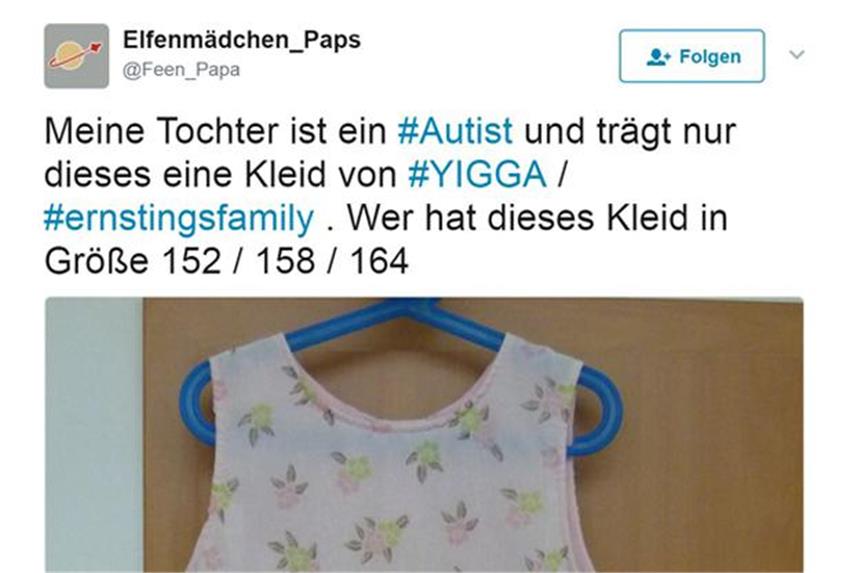 Autistisches Mädchen erhält Kleid dank Hilfe-Tweet Mit diesem Tweet hat ein Vater alle Hebel und sogar den Hersteller in Bewegung gesetzt, damit seine Tochter ein Kleid bekommt, das es gar nicht mehr gibt.