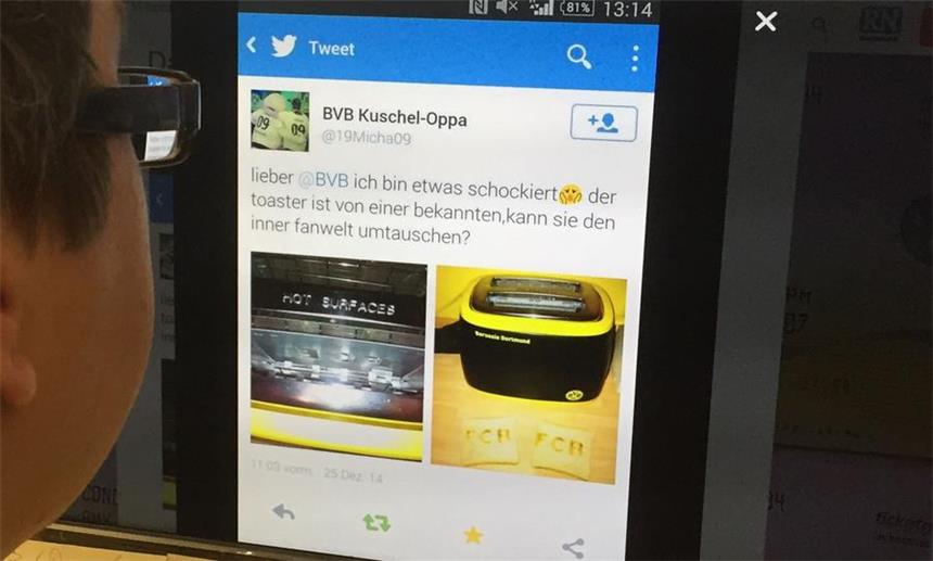 Darum druckte der BVB-Toaster das Bayern-Kürzel Mit diesem Tweet sorgte Michael Jack für Aufsehen.