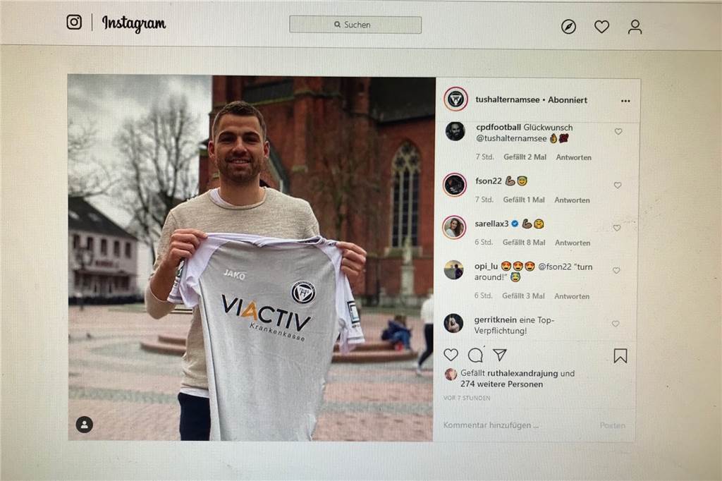 Liebt Popsängerin Sarah Lombardi einen Spieler des TuS Haltern am See? Mit ihrem offiziellen Insta-Account SarellaX3 hat Sarah Lombardi den Beitrag des TuS haltern kommentiert.
