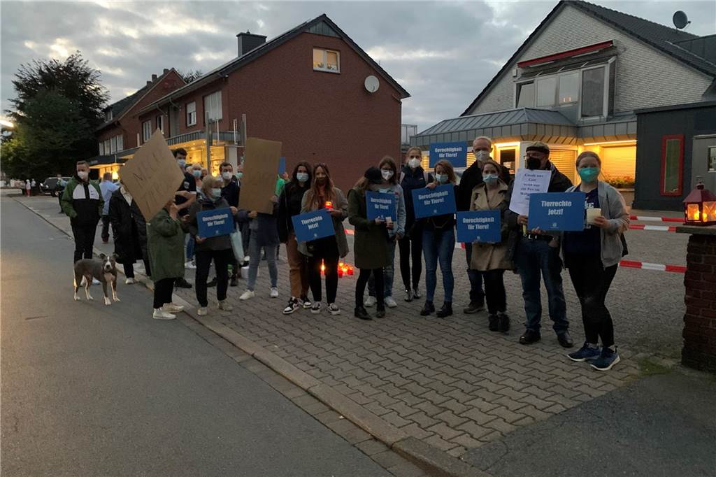 Mit Plakaten mit Aufschriften wie „Gerechtigkeit für Tiere“ setzten die Teilnehmer der Mahnwache ein Zeichen für den Tierschutz.