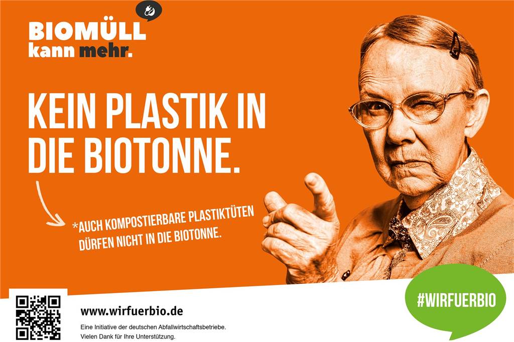 Falscher Abfall im Biomüll: Biotonnen werden nicht geleert Kampangenmotiv "#wirfuerbio"