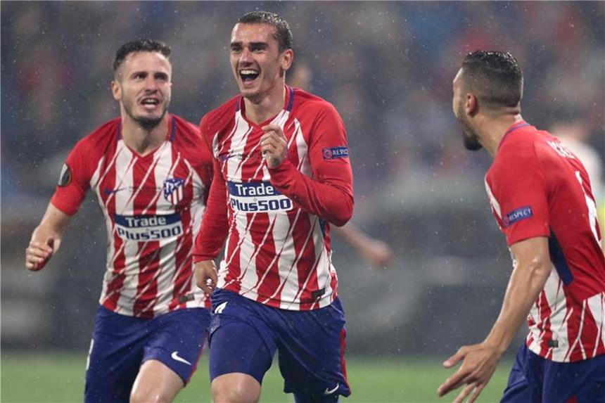 Griezmann führt Atlético zum Europa-League-Titel Mit zwei Treffern avancierte Antoine Griezmann (M) von Atlético Madrid zum Matchwinner. Foto: Jan Woitas