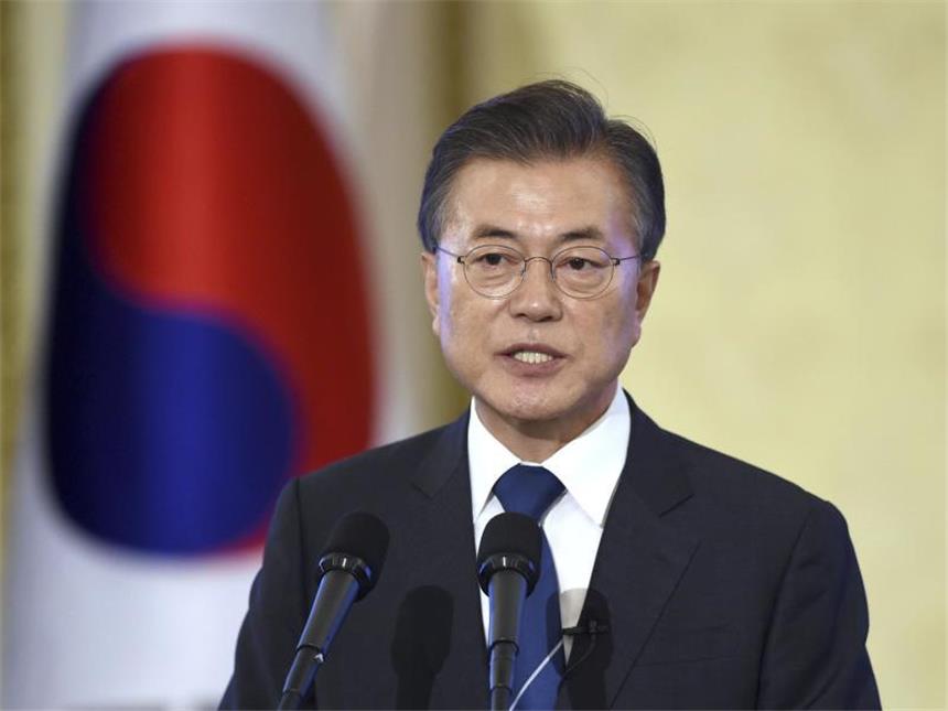 Südkoreas Präsident: Nordkorea nähert sich "roter Linie" Moon äußerte sich zuversichtlich, dass es keinen neuen Krieg auf der koreanischen Halbinsel geben werde. Foto: Jung Yeon-Je