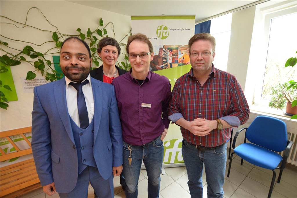 Mourad Louloud, Ulrike Flaspöhler, Stephan Gante und Torsten Stern (v.l.) freuen sich über eine gelungene Inklusion und Integration.