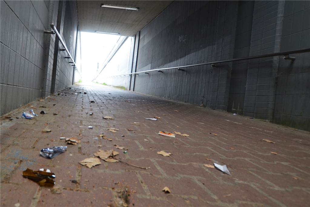 Graffiti, Müll, Vandalismus: S-Bahnhof Nette/Oestrich gilt als miesester Bahnhof in Dortmund Müll auf der Rampe: Die Scherben sind eine Verletzungsgefahr und können an den Rädern der Rollstühle zu einem Platten führen. Mülleimer gibt es unten an der Rampe weit und breit keine.