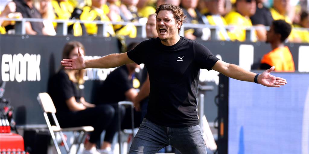 BVB-Rückschlag gegen Bremen: Terzic muss abwägen, wem er vertrauen kann BVB-Trainer Edin Terzic gestikuliert an der Seitenline.