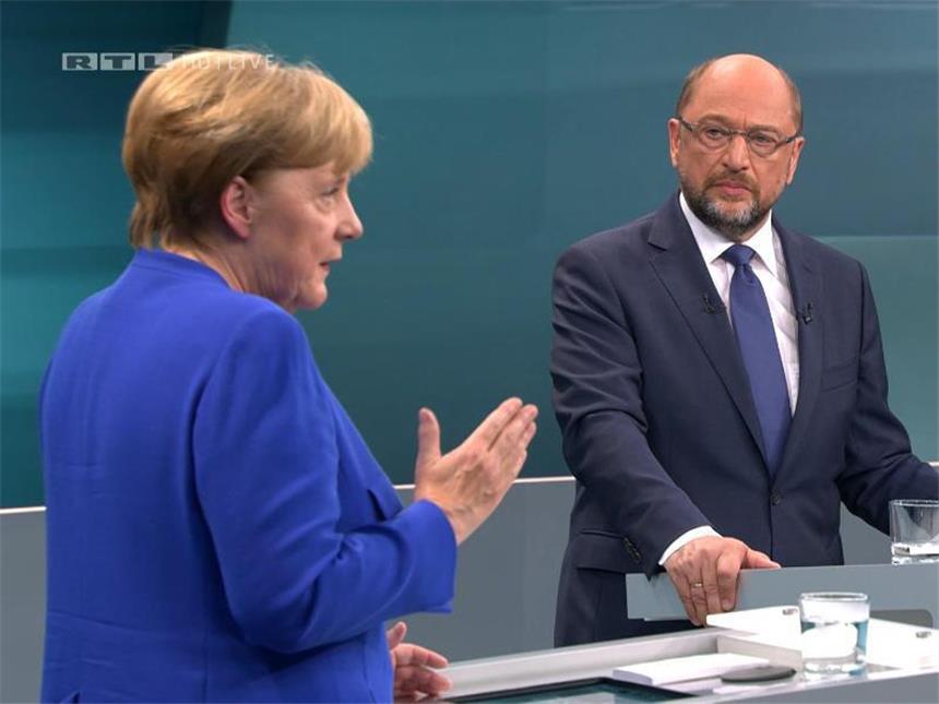 Schulz gegen Merkel: Mögliche Themen im TV-Duell Nach dem einzigen TV-Duell zwischen Angela Merkel und Martin Schulz wird nun Bilanz gezogen. Foto: MG/RTL/D