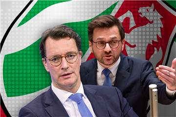 Die Spitzenkandidaten bei der NRW-Landtagswahl Thomas Kutschaty (SPD) und Hendrik Wüst (CDU).