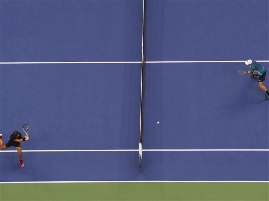 US-Open-Champion Nadal mit Liebe zum Tennis Nadal (l) dominierte fast alle Ballwechsel. Foto: Julie Jacobson