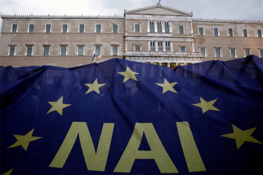 Griechenland: Referendum ja oder nein? "Nai", für "Ja" wollen Befürworter der EU stimmen.