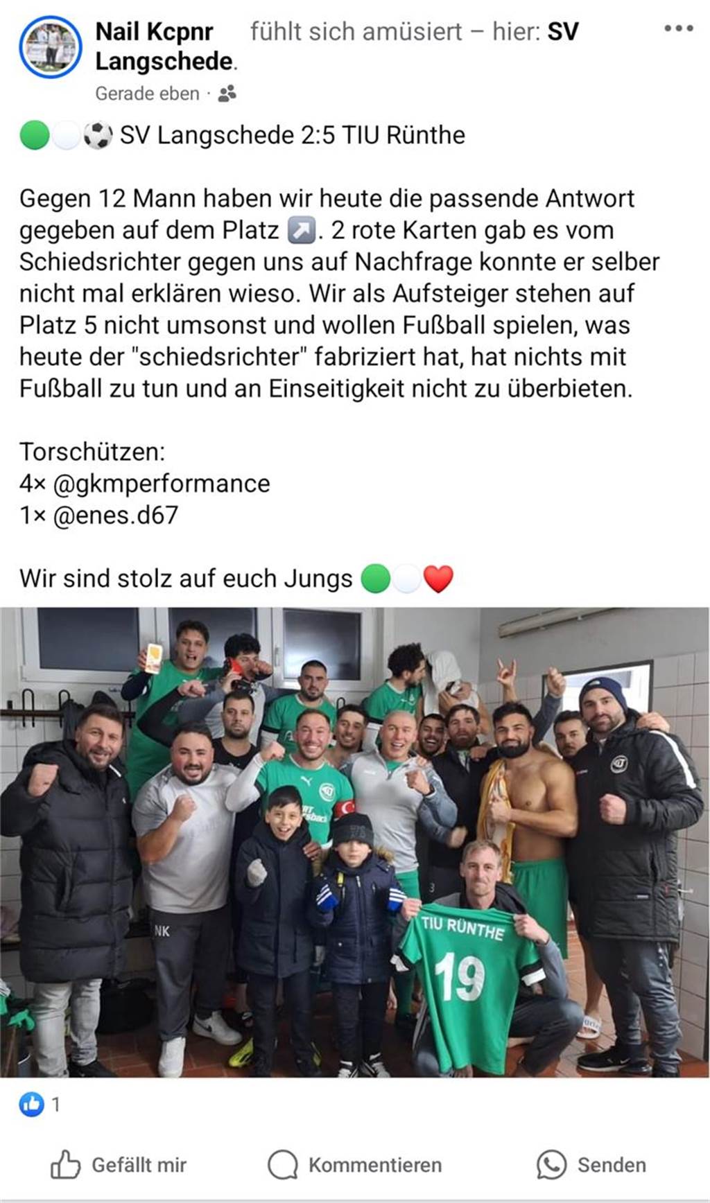 TIU Rünthe erhebt schwere Vorwürfe: „Das war eine schwarze Nacht für den Amateurfußball“ Nail Kocapinar ließ seinen Frust auch bei Facebook raus.