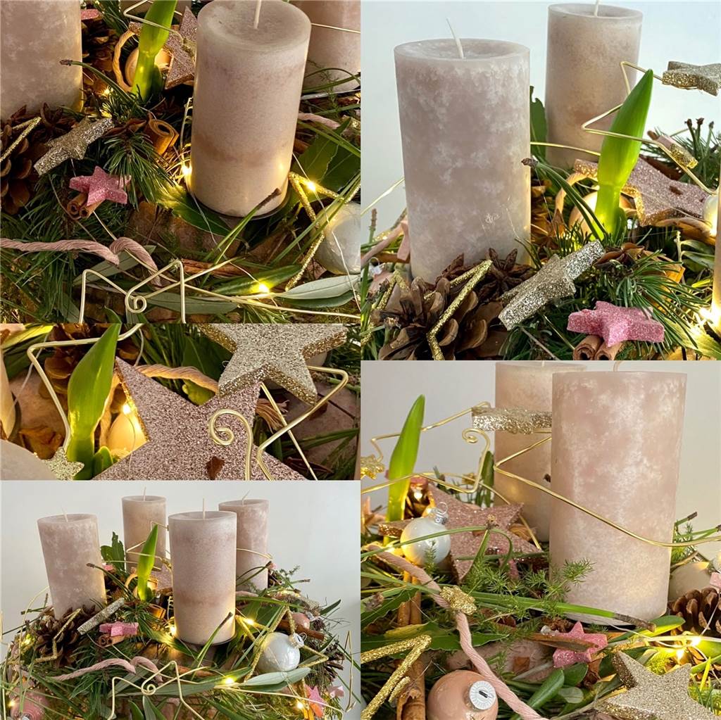 Fünf Tipps von Halterns Star-Florist für den „perfekten Adventskranz“ Neben echten Kerzen hat Björn Kroner ebenfalls eine Lichterkette in seinen Kranz eingearbeitet.