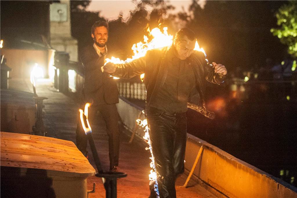 Stuntshow während der Extraschicht am Hebewerk in Waltrop.