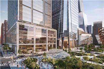 Neues Geschäfts- und Unterhaltungsviertel im Westen von Manhattan: Der erste Teil von Hudson Yards - hier ein Entwurf - soll im Frühjahr 2019 öffnen. Foto: Related-Oxford