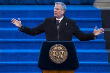 New Yorks Bürgermeister de Blasio fordert von den großen Ölmultis Entschädigung für die Kosten zur Bewältigung des Klimawandels. Foto: Craig Ruttle/Archiv