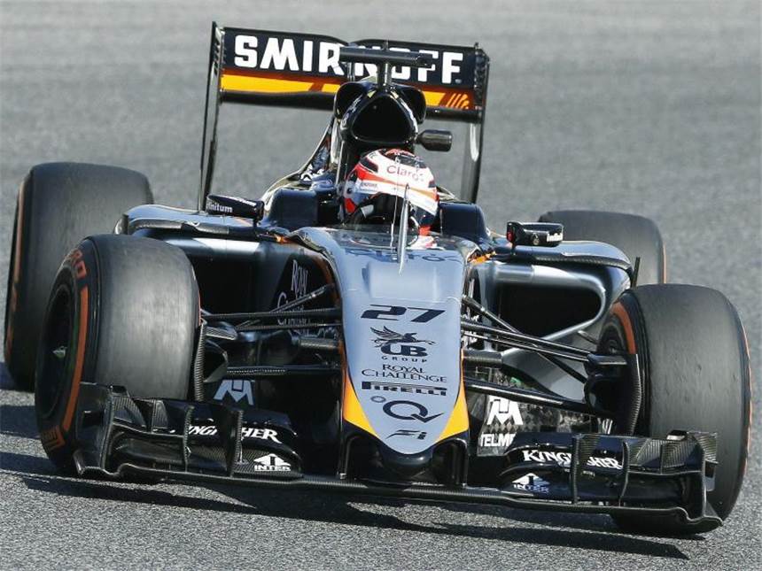 Hamilton wehrt Vettel-Angriff mit Fabelrunde ab Nico Hülkenberg steuerte seinen Force India auf Platz 17. Foto: Andreu Dalmau