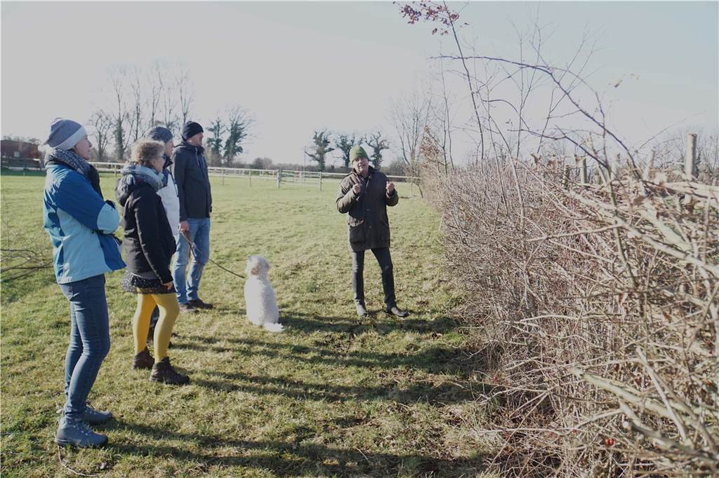 Nigel Thomas schafft durch Hedgelaying neuen Lebensraum Nigel Thomas zeigte einigen Mitgliedern der Bürgerinitiative „Klimaforum Nachhaltiges DAH" wie man eine Hecke „legt"