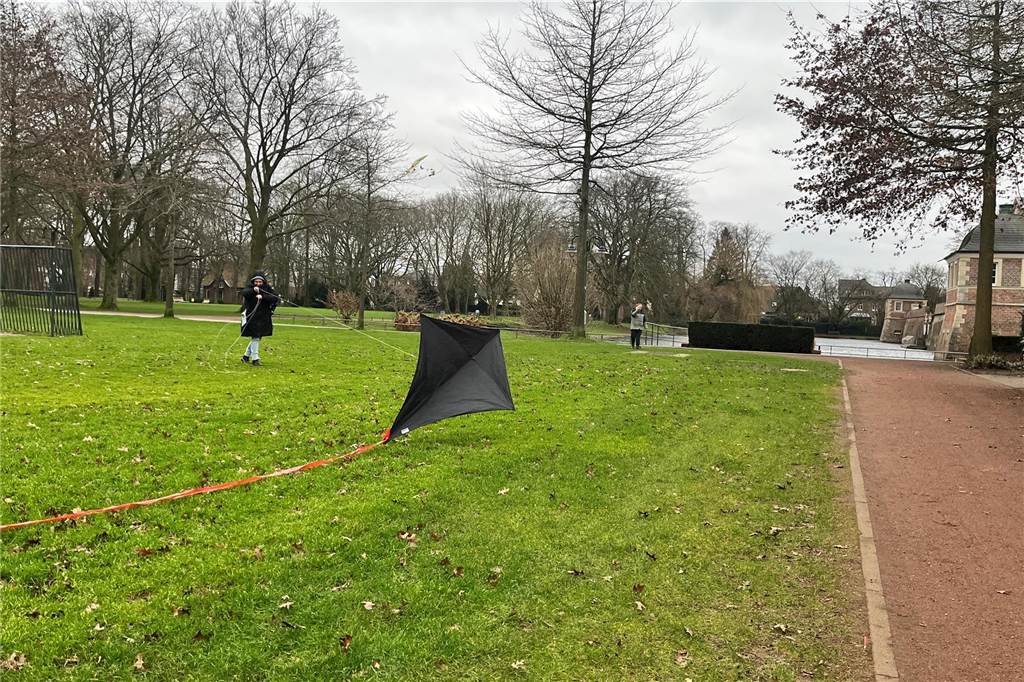 Noch am Nachmittag schien es gar nicht so sicher, dass das Neujahrsschwimmen tatsächlich stattfinden könne: Starke Sturmböen zogen immer wieder durch den Schlossgarten. Die Ahauserin Anja Heibert hatte die zusammen mit ihrem Sohn Bruno genutzt, um ihre Drachen steigen zu lassen.
