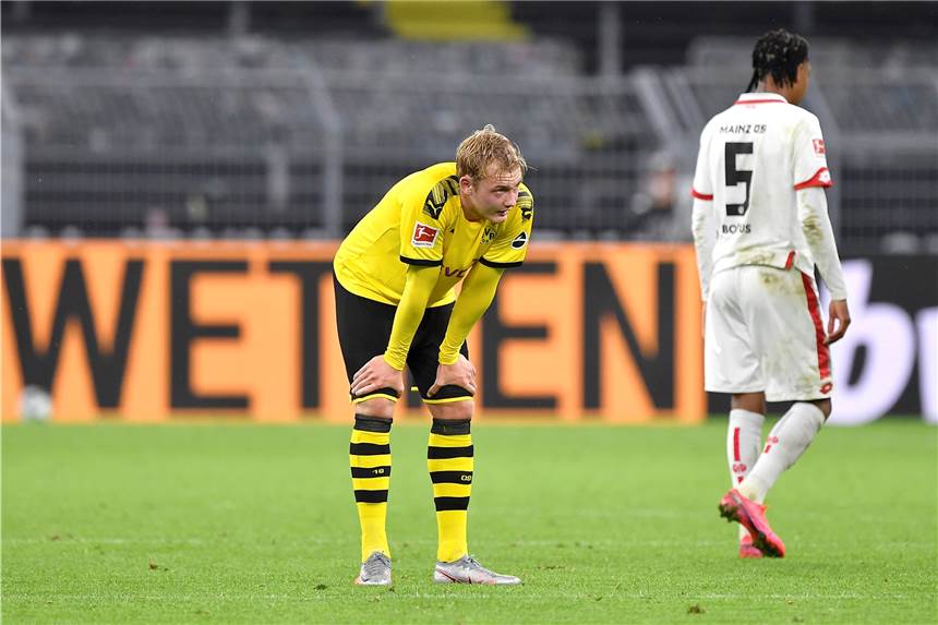 Brandt nach BVB-Pleite: „Keiner ist an seine Leistungsgrenze gekommen“ Noch einer der besseren BVB-Spieler gegen Mainz: Julian Brandt.