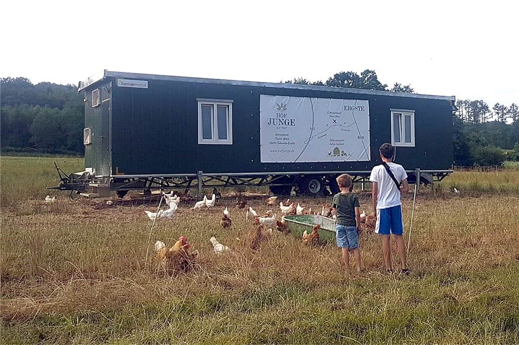 Bäcker Becker setzt auf Regionales: Nur noch Eier und Dinkel aus Ergste Nur frische Eier vom Hof Junge in Ergste werden in der Backstube von Bäcker Becker verarbeitet. Die Bäckerssöhne David (7) und Lukas (12) Ruhnke lernten die Hühner mit ihrem mobilen Stall am Hof Junge in Ergste kennen.