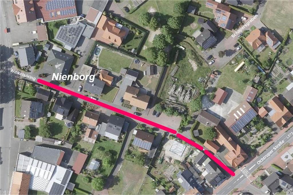 Poller-Entfernung: Heeker äußern Kritik am NRW-Erlass Lufbild der Straße Winkelsöring in Nienborg